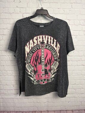Arula Nashville music city records shirt one size oversized sparkle glam retro